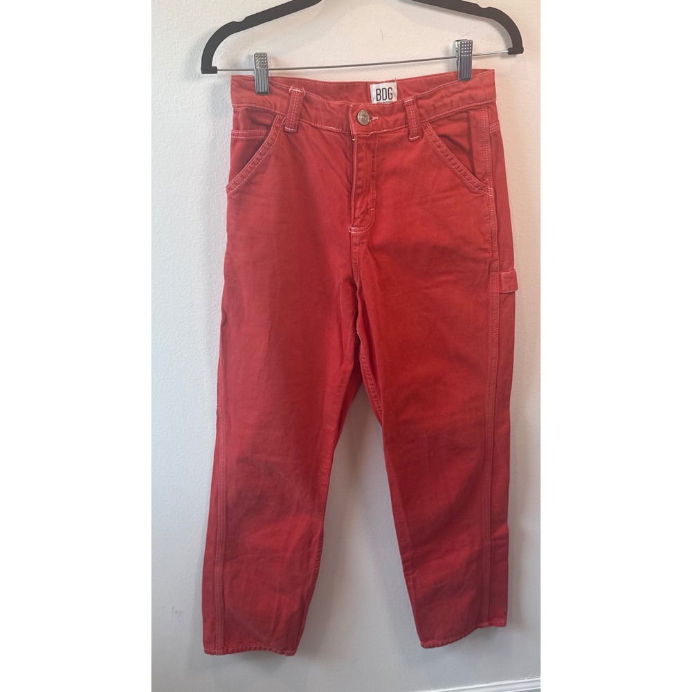 BDG Urban Outfitters Red High Waisted Carpenter Pants Size 25 Utility Denim